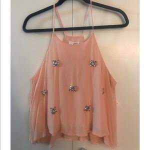 Blu Pepper Pale Pink Tank Top with Rhinestones